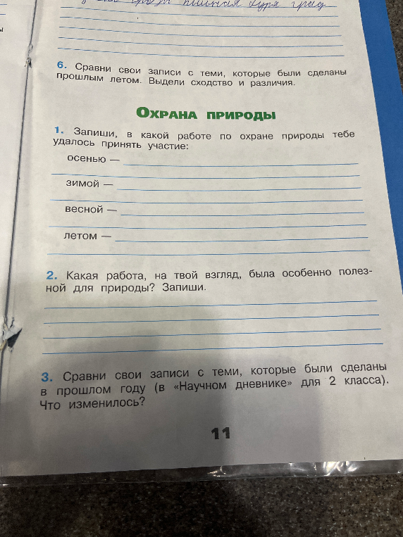 6. Сравни свои записи с теми, которые были сделаны прошлым летом. Выдели сходство и различия.