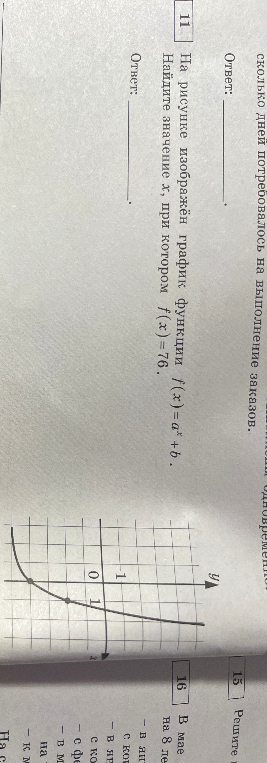 На рисунке изображён график функции f(x) = a^x + b. Найдите значение x, при котором f(x) = 76.