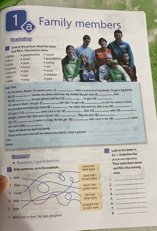 Look at the picture. Read the letter and fill in. One word is extra: