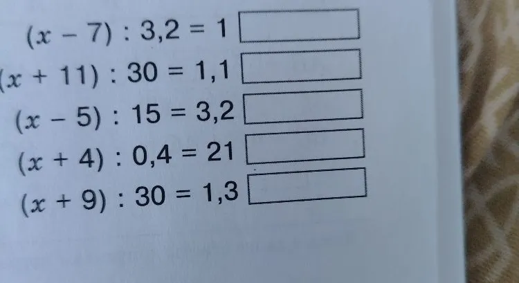 (x - 7) : 3,2 = 1