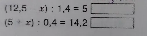 (12,5 - x) : 1,4 = 5