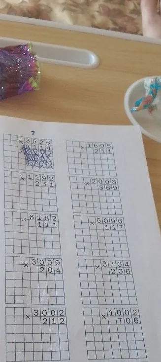 Вычислите произведения: 3526 * 114, 1605 * 211, 1292 * 251, 2008 * 369, 6182 * 111, 5096 * 117, 3009 * 204, 3704 * 206, 3002 * 212, 1002 * 706.