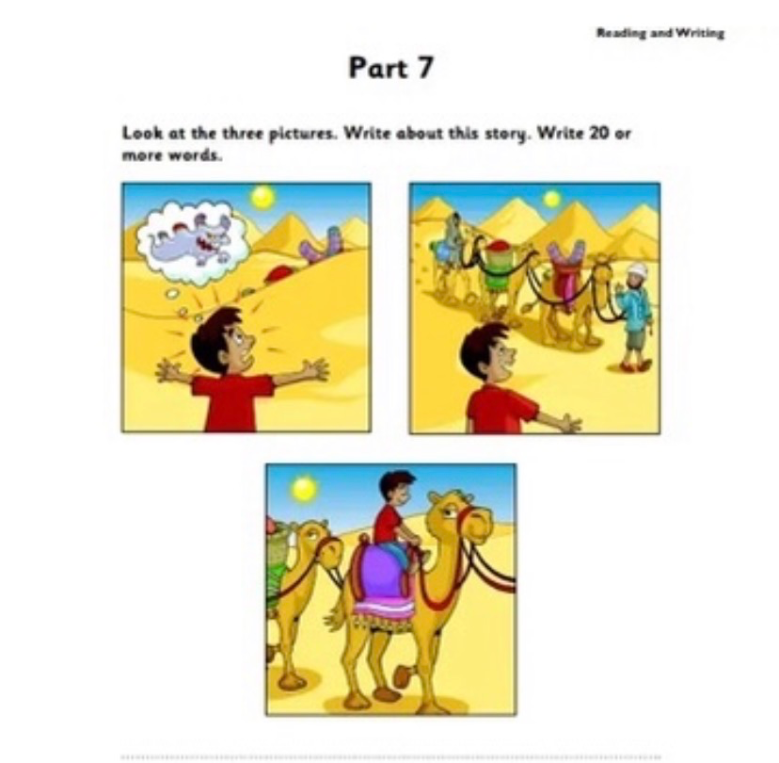 Look at the three pictures. Write about this story. Write 20 or more words.