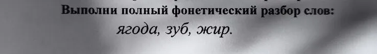 Выполни полный фонетический разбор слов: ягода, зуб, жир.