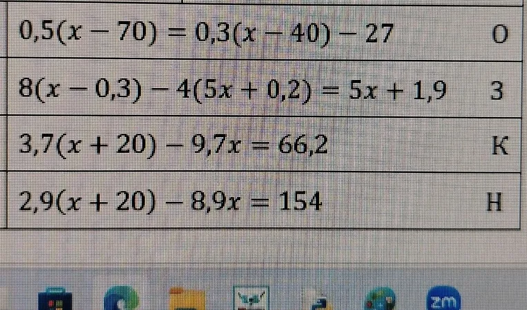 0,5(x - 70) = 0,3(x - 40) - 27