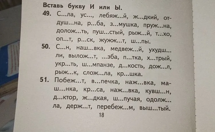 Вставь букву И или Ы.