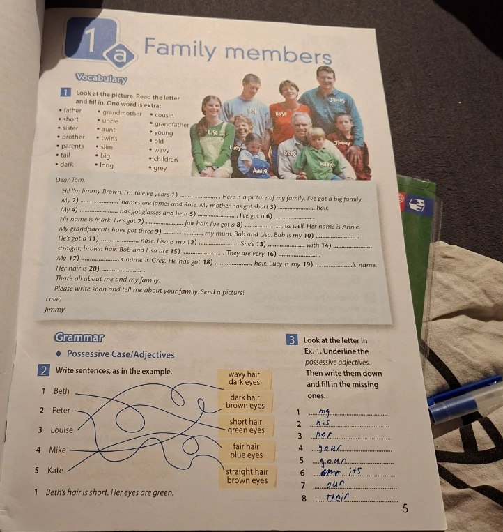 Look at the picture. Read the letter and fill in.