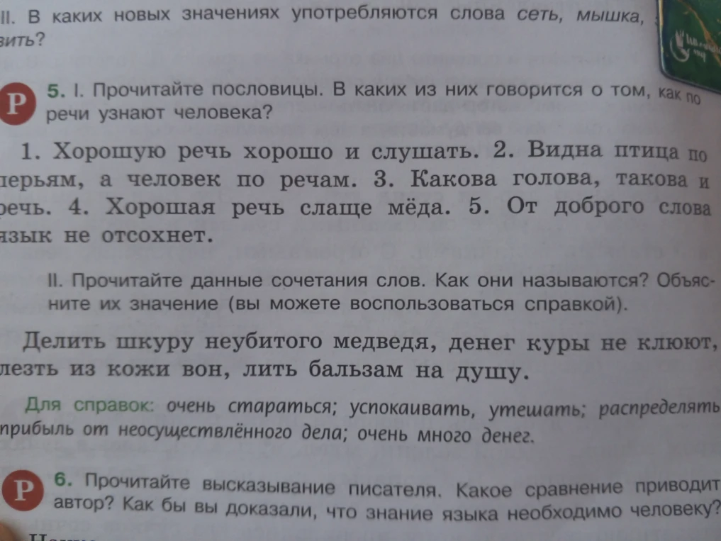 Прочитайте пословицы. В каких из них говорится о том, как по речи узнают человека?