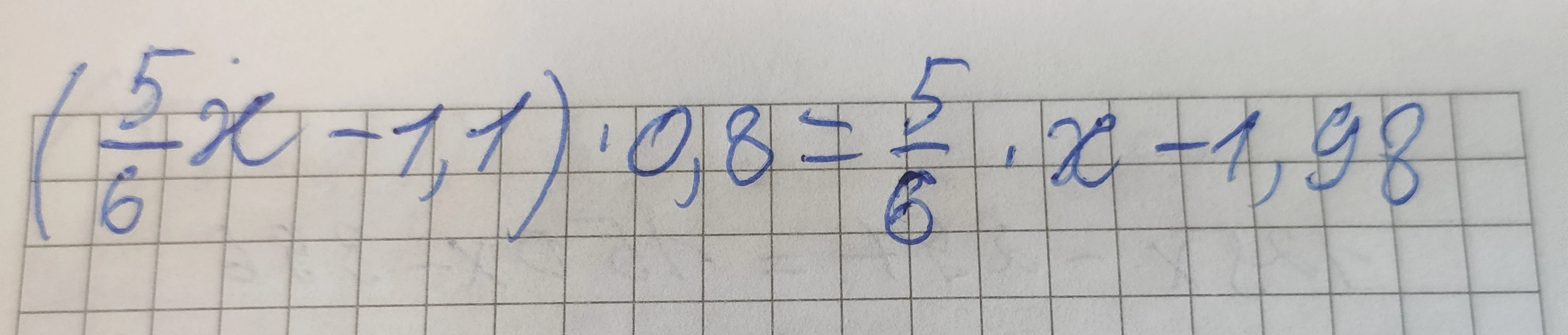 (5/6x - 1,1) * 0,8 = 5/6x - 1,98