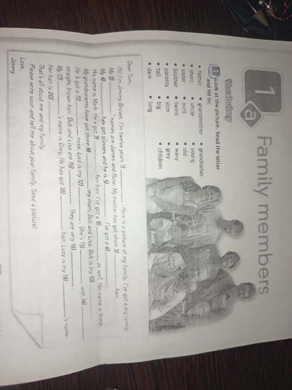 Look at the picture. Read the letter and fill in