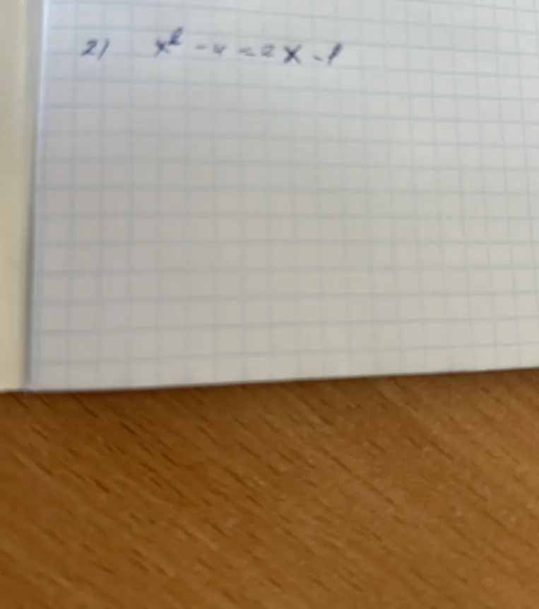 2) x^2 - 4 = 2x - 1