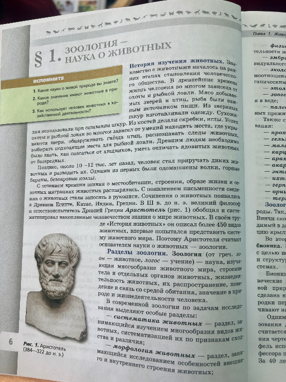 § 1. Зоология — наука о животных (конспект материала)