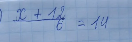 Решите уравнение: (x + 12) / 6 = 14