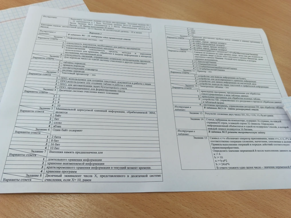 Инструкция: Выполните тестовые задания согласно инструкциям.