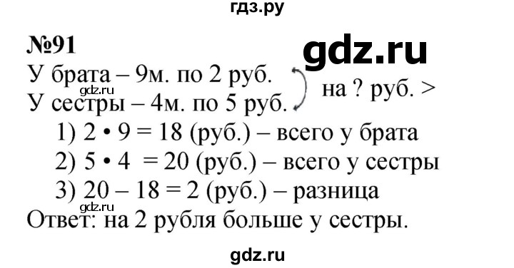 ГДЗ по математике 3 класс Истомина   часть 1 - 91, Решебник 2023