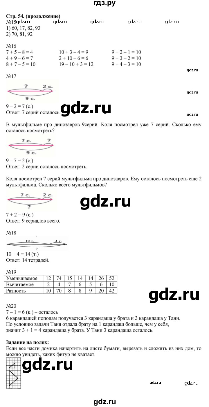 ГДЗ по математике 2 класс  Моро   часть 1. страница - 54, Решебник к учебнику 2023
