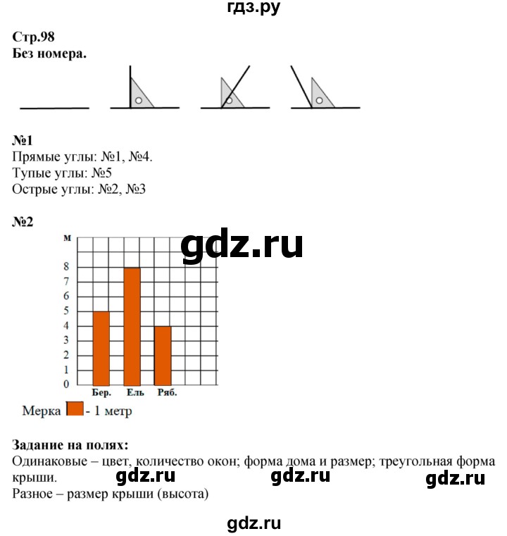 ГДЗ по математике 2 класс  Моро   часть 1. страница - 98, Решебник к учебнику 2023