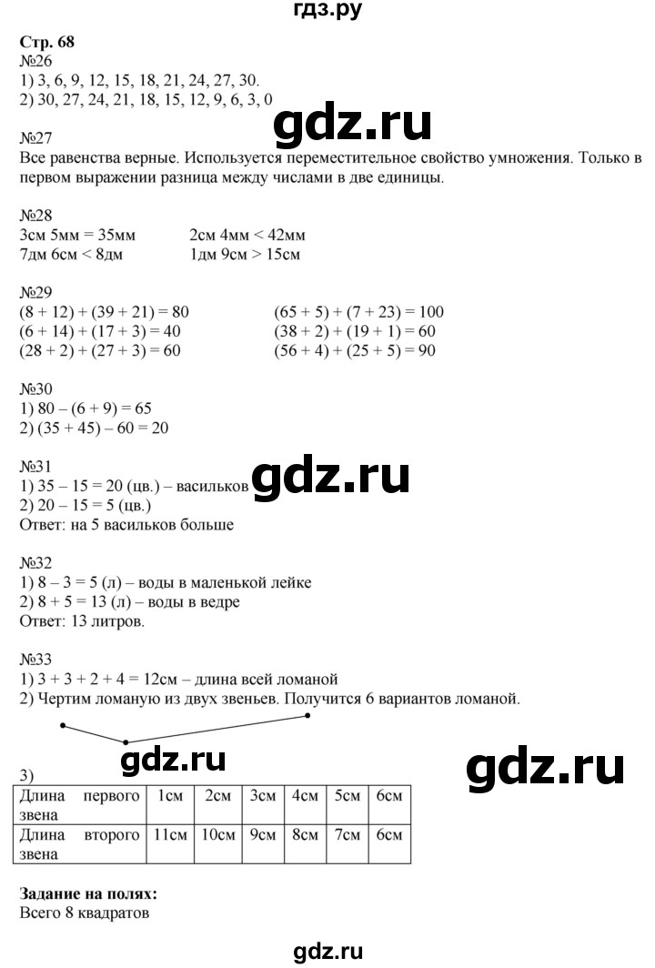 ГДЗ по математике 2 класс  Моро   часть 2. страница - 68, Решебник №1 к учебнику 2016