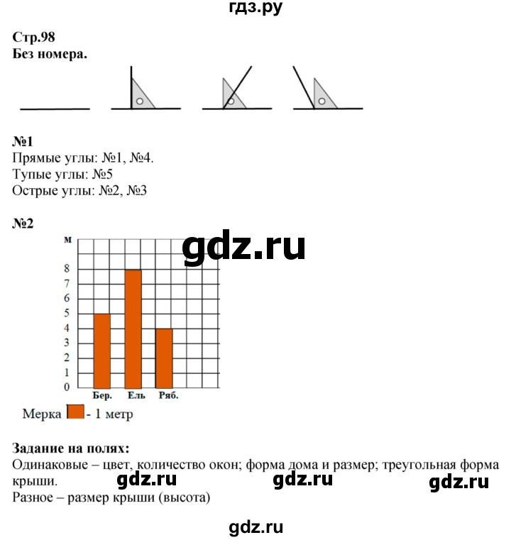ГДЗ по математике 2 класс Моро часть 1 - ответ страница 98, Решебник к учебнику 2023