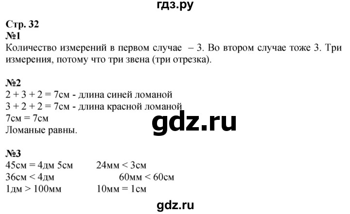 ГДЗ. Номера 1, 2, 3 - Страница 32 — Математика 2 класс Моро часть 1, Решебник 2025