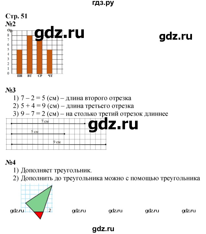 ГДЗ. Номера 2, 3, 4 - Страница 51 — Математика 2 класс Моро часть 1, Решебник 2025