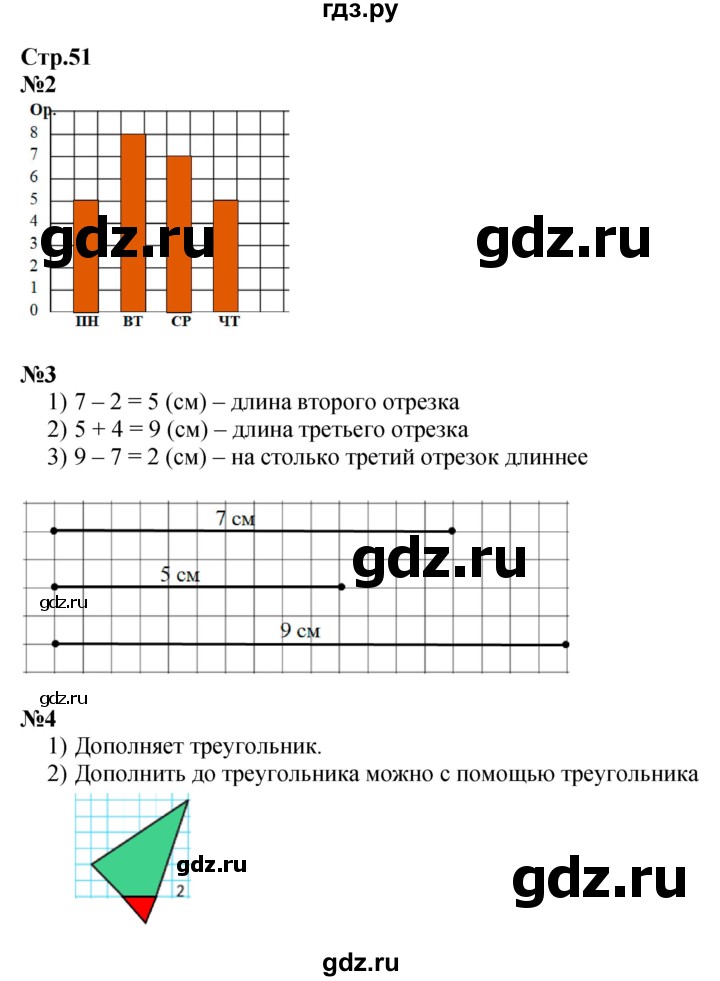 ГДЗ. Номера 2, 3, 4 - Страница 51 — Математика 2 класс Моро часть 1, Решебник 2023