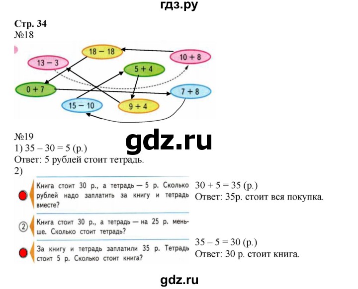 ГДЗ Часть №1 Страница 34 Математика 2 Класс Рабочая Тетрадь Моро.