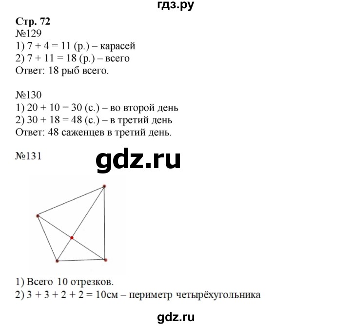 ГДЗ по математике 2 класс Моро рабочая тетрадь  часть 1. страница - 72, Решебник №1 2016