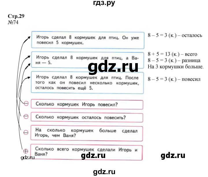 ГДЗ по математике 2 класс Моро рабочая тетрадь  часть 2. страница - 29, Решебник №1 2016