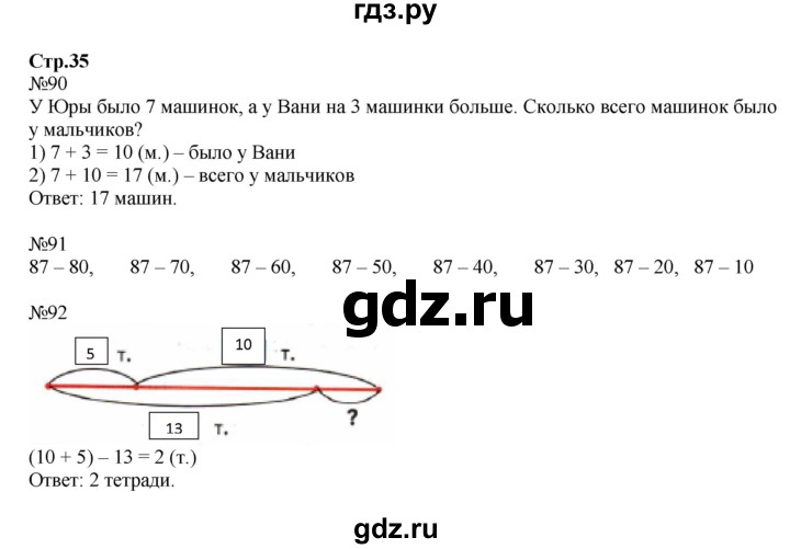 ГДЗ по математике 2 класс Моро рабочая тетрадь  часть 2. страница - 35, Решебник №1 2016