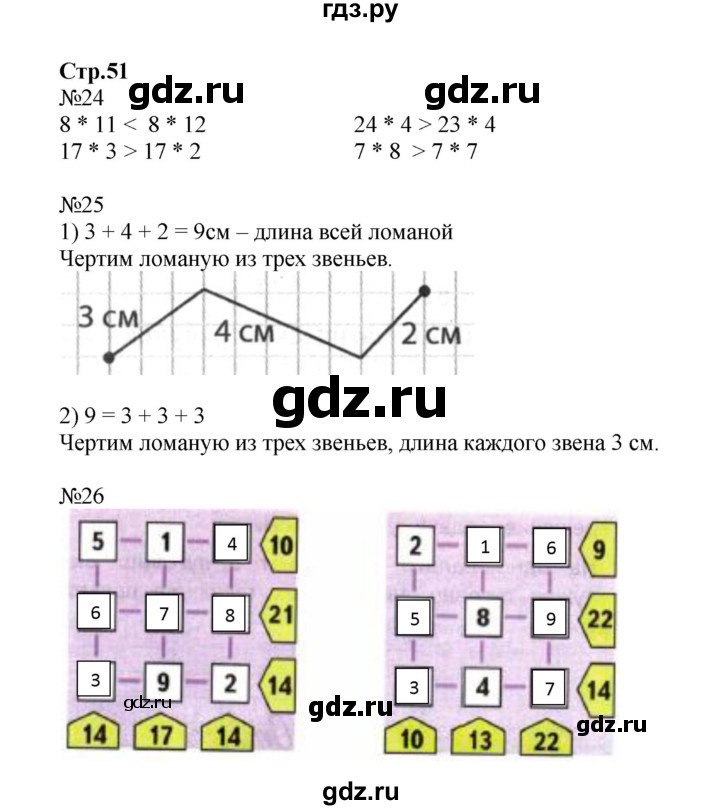 ГДЗ по математике 2 класс Моро рабочая тетрадь  часть 2. страница - 51, Решебник №1 2016