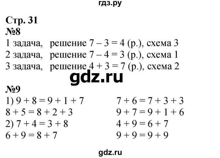 ГДЗ по математике 2 класс Моро рабочая тетрадь  часть 1. страница - 31, Решебник 2025