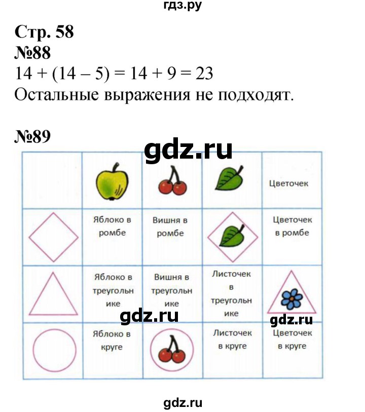 ГДЗ по математике 2 класс Моро рабочая тетрадь  часть 1. страница - 58, Решебник 2025