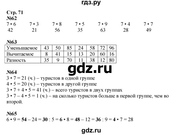ГДЗ по математике 2 класс Моро рабочая тетрадь  часть 2. страница - 71, Решебник 2025