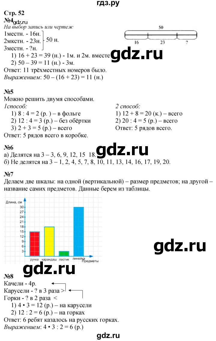 ГДЗ по математике 3 класс  Дорофеев   часть 1. страница - 52, Решебник №1 к учебнику 2020