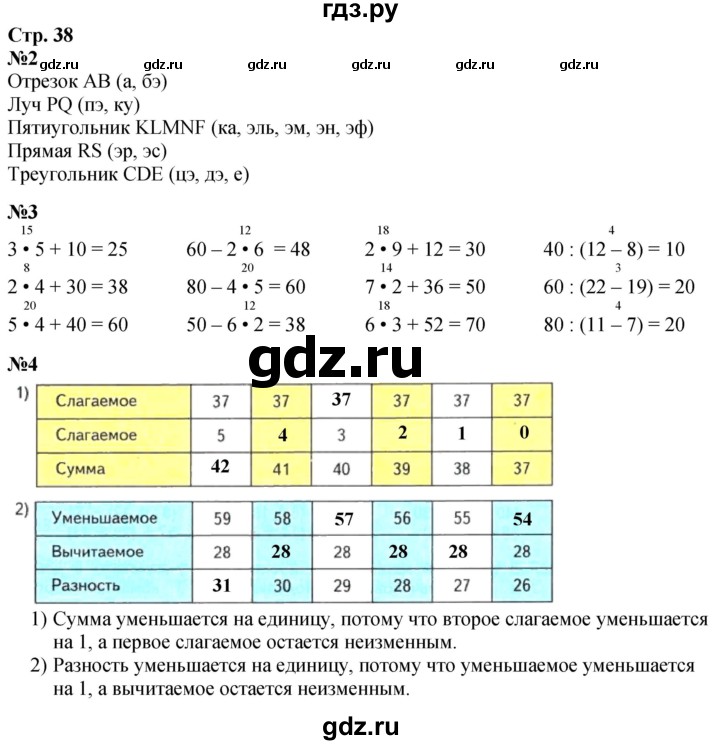 ГДЗ по математике 3 класс  Дорофеев   часть 1. страница - 38, Решебник №1 к учебнику 2020