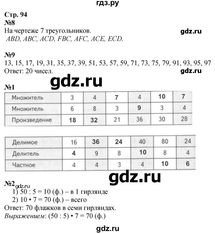 ГДЗ по математике 3 класс  Дорофеев   часть 1. страница - 94, Решебник №1 к учебнику 2015