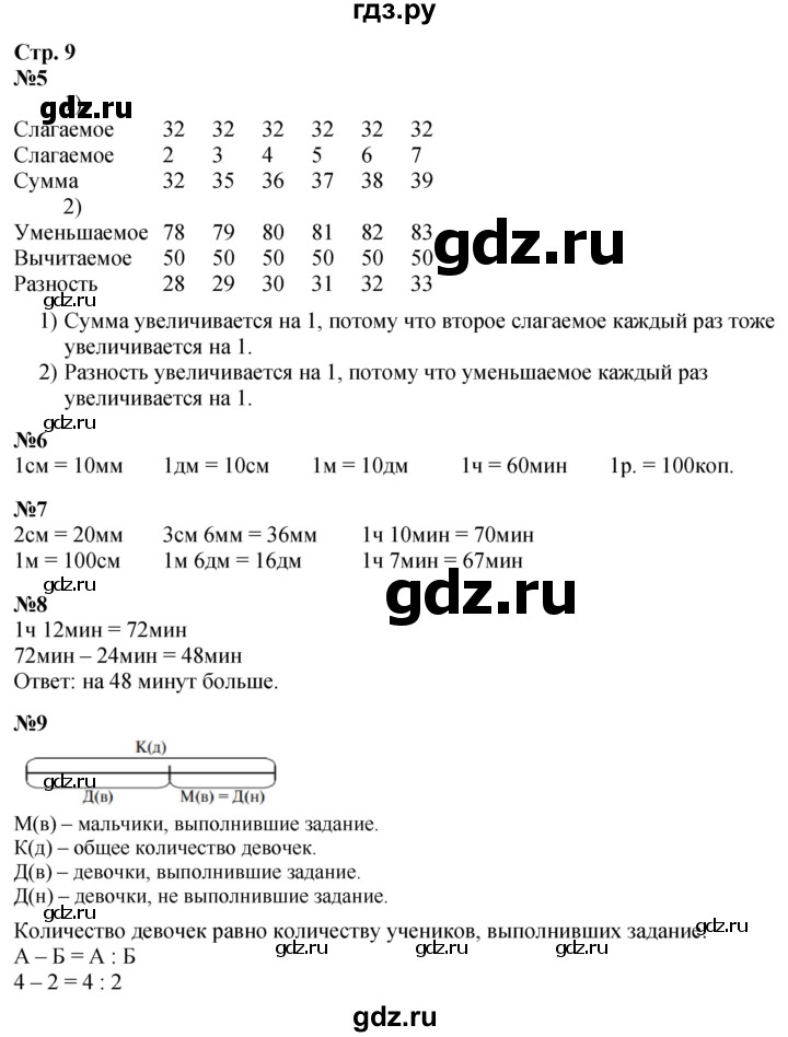 ГДЗ по математике 3 класс  Дорофеев   часть 1. страница - 9, Решебник 2024