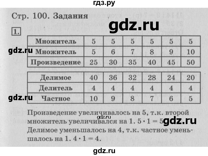 ГДЗ по математике 3 класс  Дорофеев   часть 1. страница - 100, Решебник №2 2015