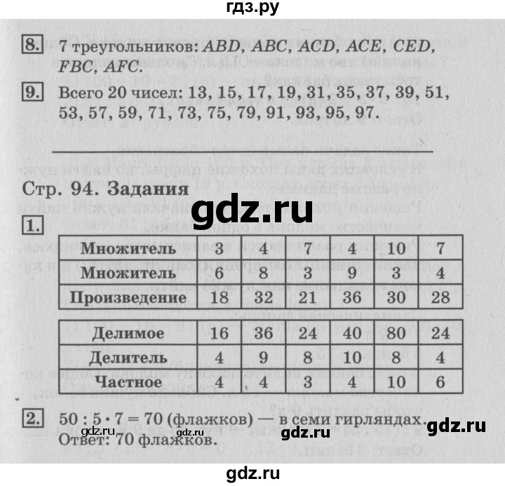 ГДЗ по математике 3 класс  Дорофеев   часть 1. страница - 94, Решебник №2 2015