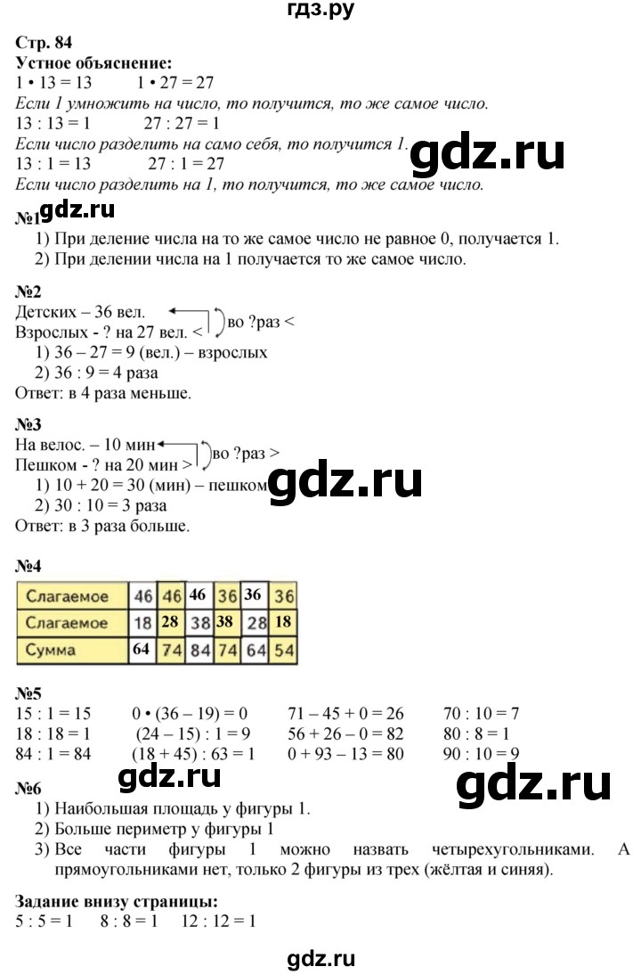 ГДЗ по математике 3 класс  Моро   часть 1, страница - 84, Решебник №1 учебнику 2015