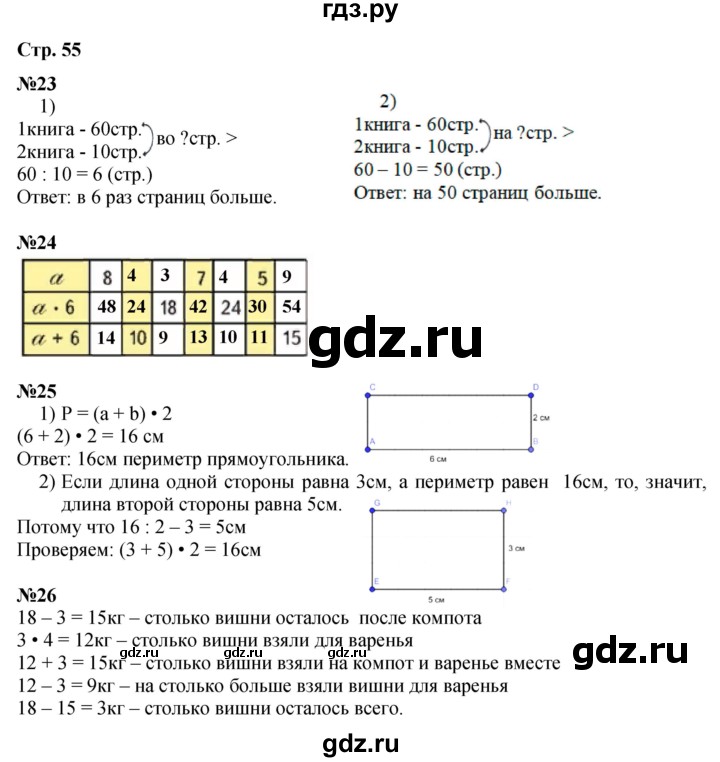 ГДЗ по математике 3 класс Моро часть 1 - ответ страница 55, Решебник №1 2015 