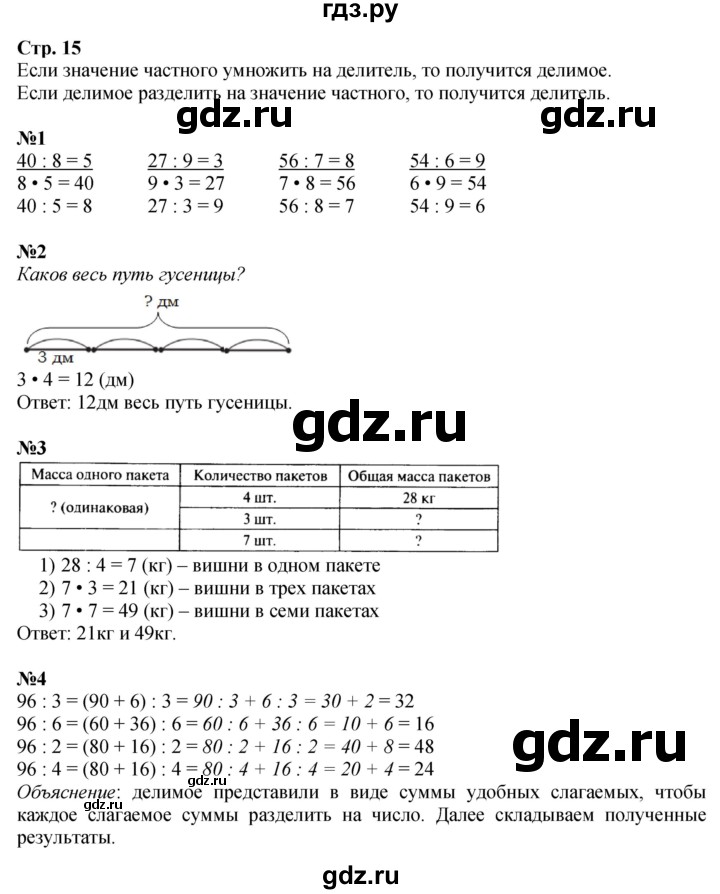 ГДЗ по математике 3 класс Моро часть 2 - ответ страница 15, Решебник 2026