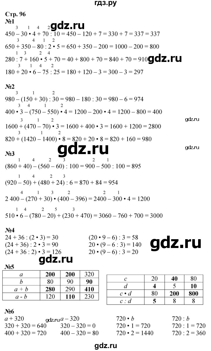 ГДЗ. Номера 1-7 - Страница 96 — Математика 4 класс Моро часть 2, Решебник 2025