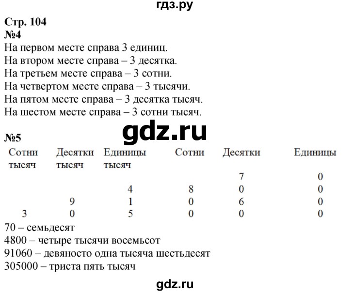 ГДЗ по математике 4 класс Дорофеев   часть 1. страница - 104, Решебник 2024