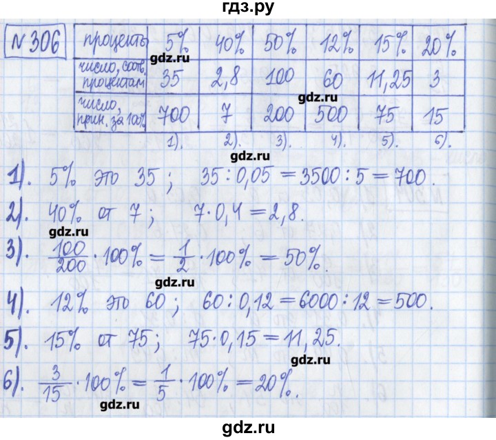 ГДЗ по математике 5 класс  Муравин Рабочая тетрадь   задание - 306, Решебник №1