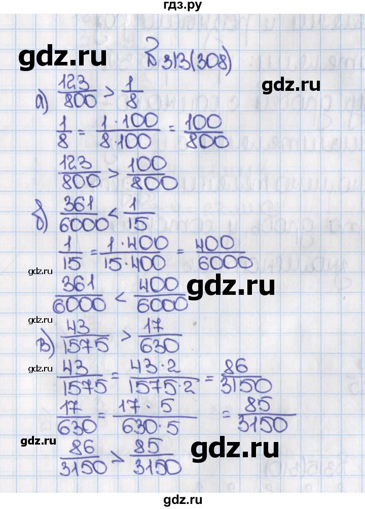 ГДЗ по математике 6 класс  Виленкин   учебник 2015. номер - 308 (313), Решебник №1