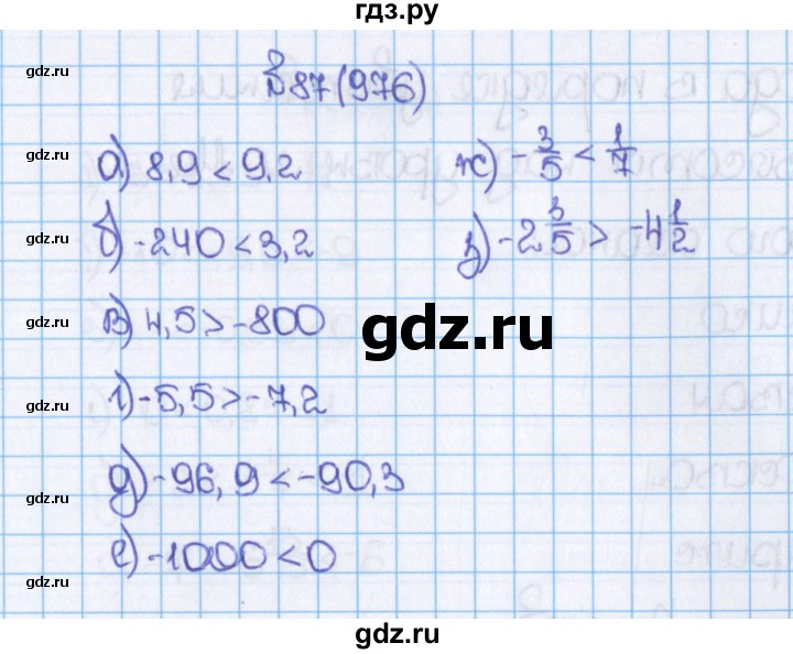 ГДЗ по математике 6 класс  Виленкин   учебник 2015. номер - 976 (87), Решебник №1