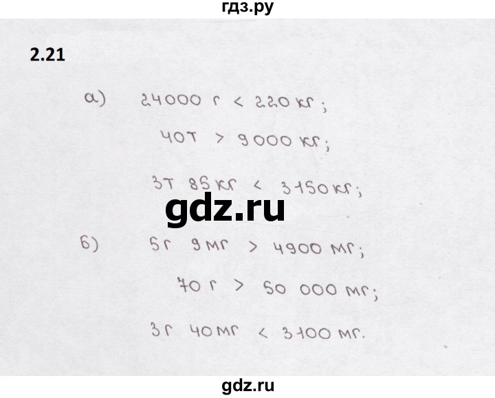 ГДЗ по математике 5 класс  Бунимович рабочая тетрадь (Дорофеев)  глава 2 - 2.21, Решебник 2023