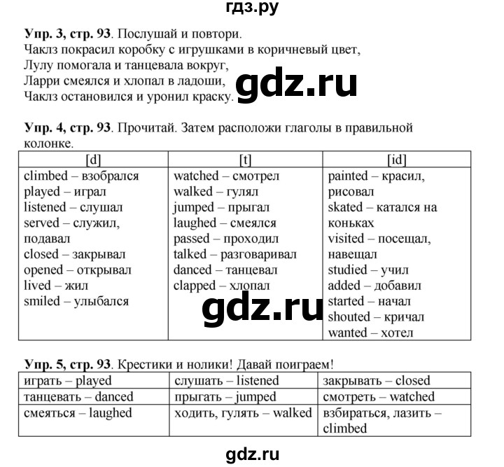 ГДЗ по английскому языку 4 класс Быкова Spotlight  часть 1. страница - 93, Решебник 2015 №1